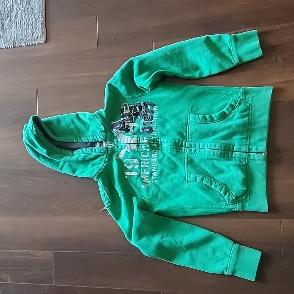 Vintage American Eagle Green Zip Hoodie